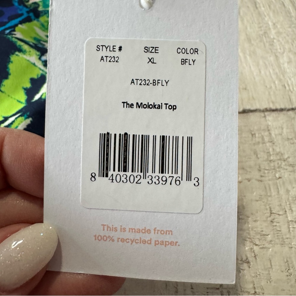 Andie Multicolor Scoop Bikini Top - Navy, Pink, Green, Blue - Picture 6 of 13